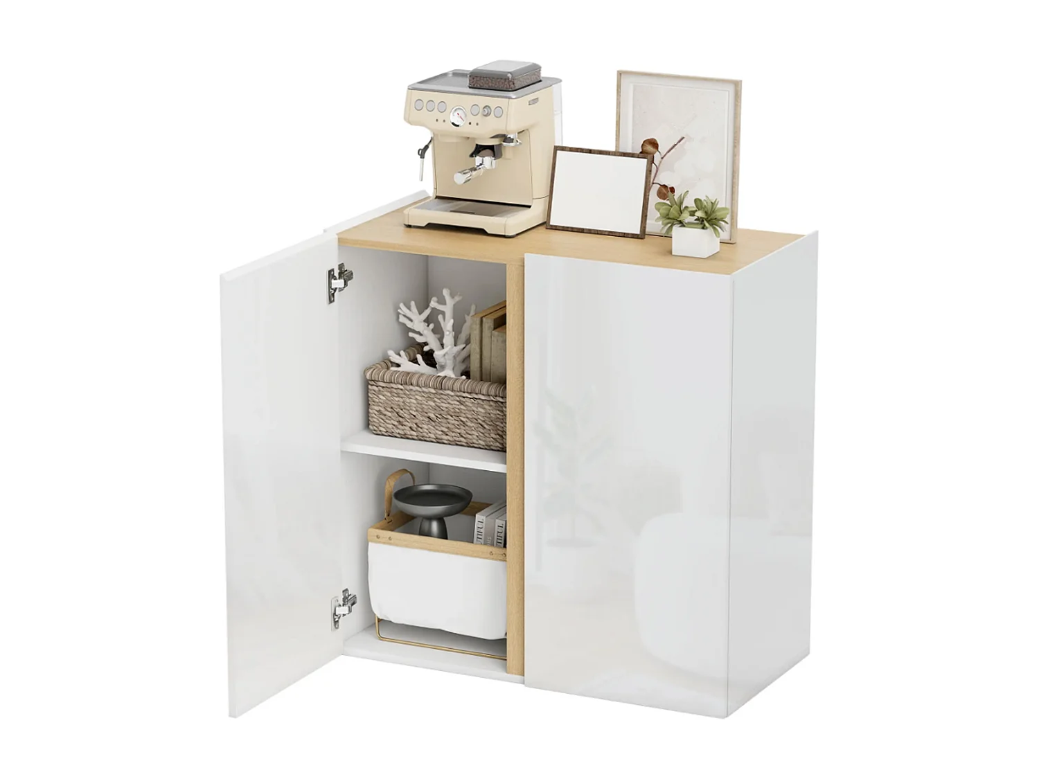 Kommode, Sideboard mit Soft-Close-Türen,anpassbares Regal, für Wohnzimmer,Esszimmer, 80L x 40B x 80H cm