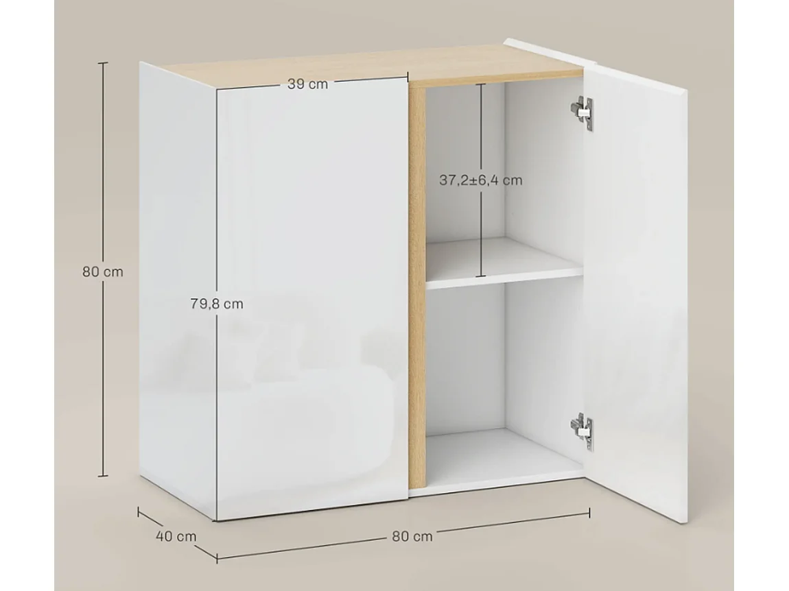 Kommode, Sideboard mit Soft-Close-Türen,anpassbares Regal, für Wohnzimmer,Esszimmer, 80L x 40B x 80H cm