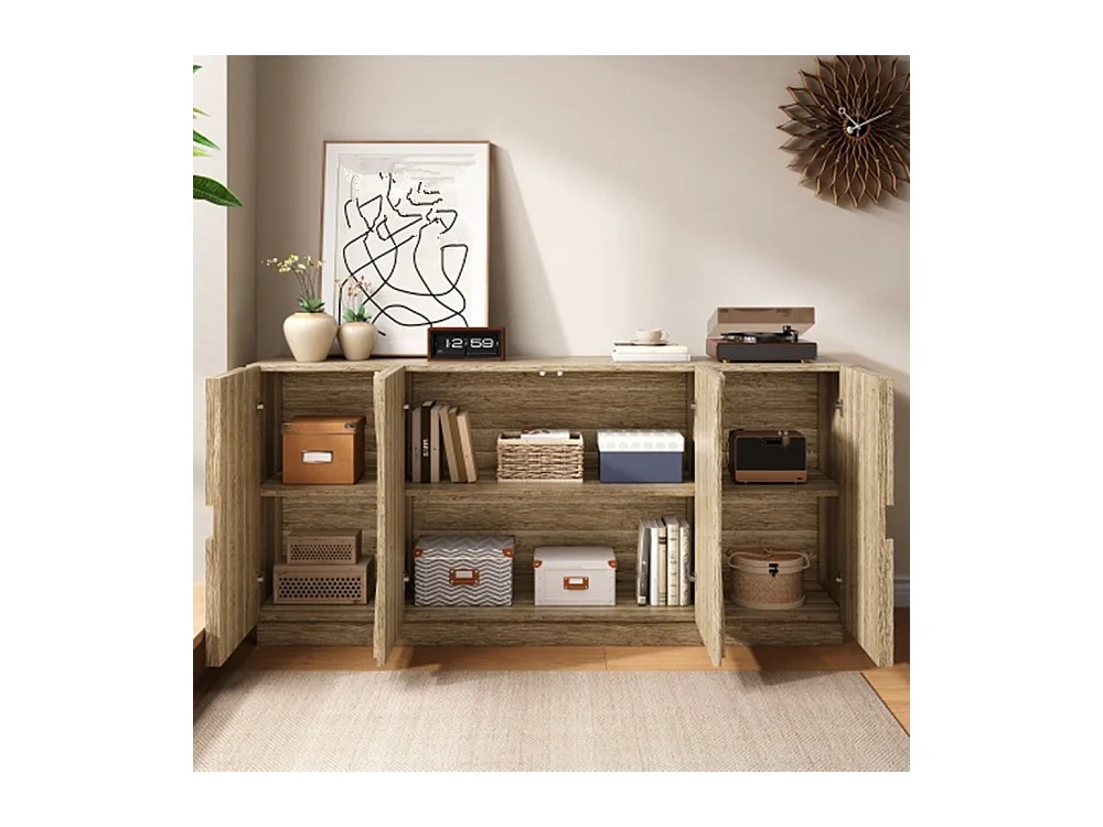 Sideboard mit Regalen, Kommode mit Rebounder,Wohnzimmerunterschrank 160 L x 40 B x 80 H(cm)