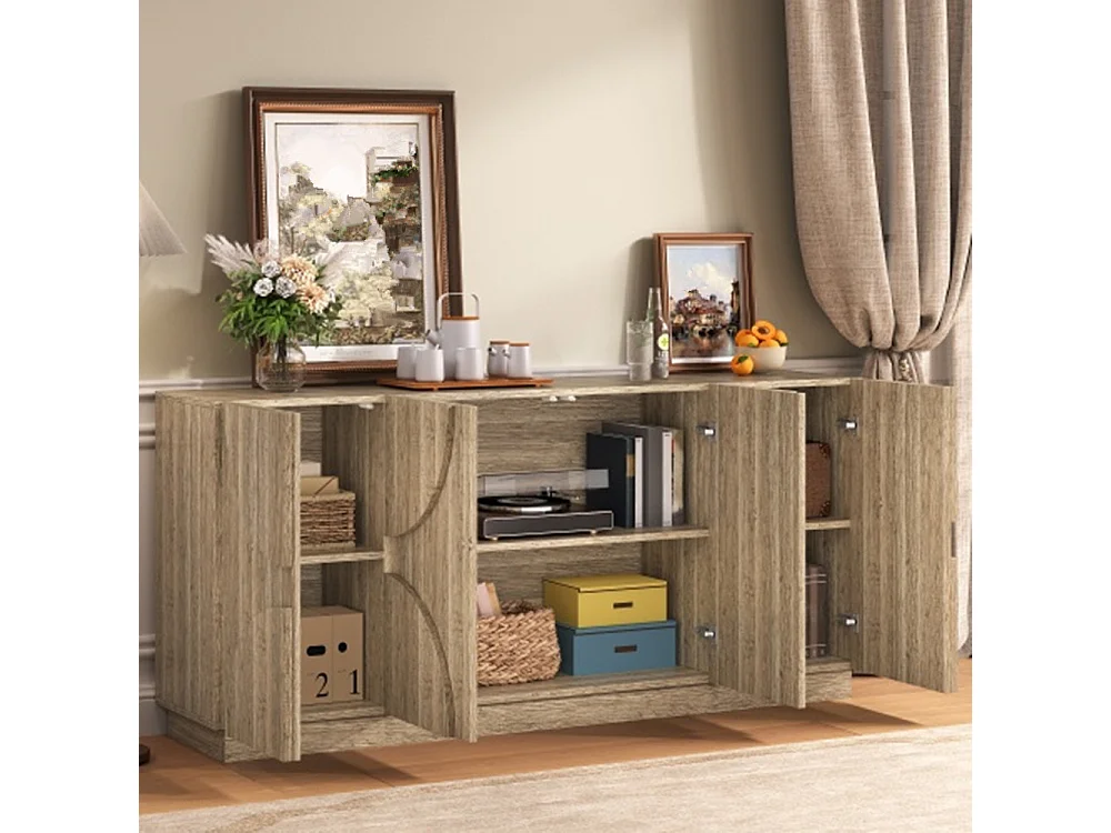 Sideboard mit Regalen, Kommode mit Rebounder,Wohnzimmerunterschrank 160 L x 40 B x 80 H(cm)