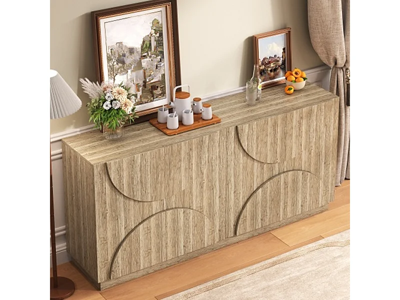 Sideboard mit Regalen, Kommode mit Rebounder,Wohnzimmerunterschrank 160 L x 40 B x 80 H(cm)