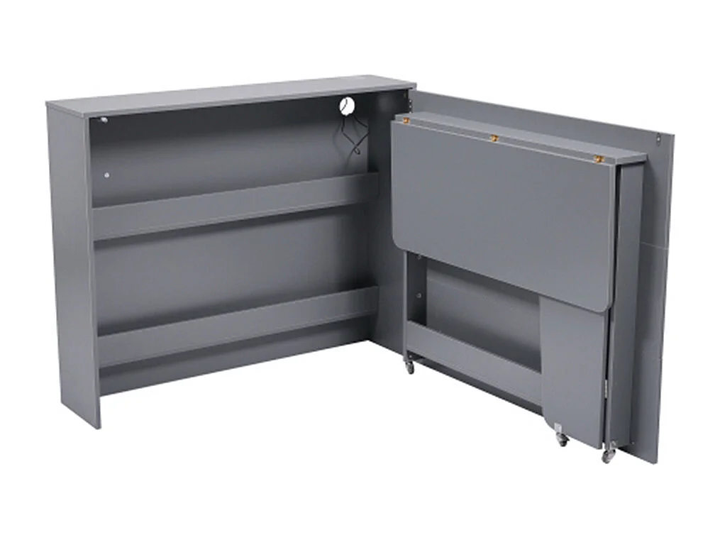 Kommode, Faltbarer Schreibtisch mit Rollen & Wireless Charger–2-in-1 Sideboard & Arbeitsplatz,Tischfläche, mit Regal