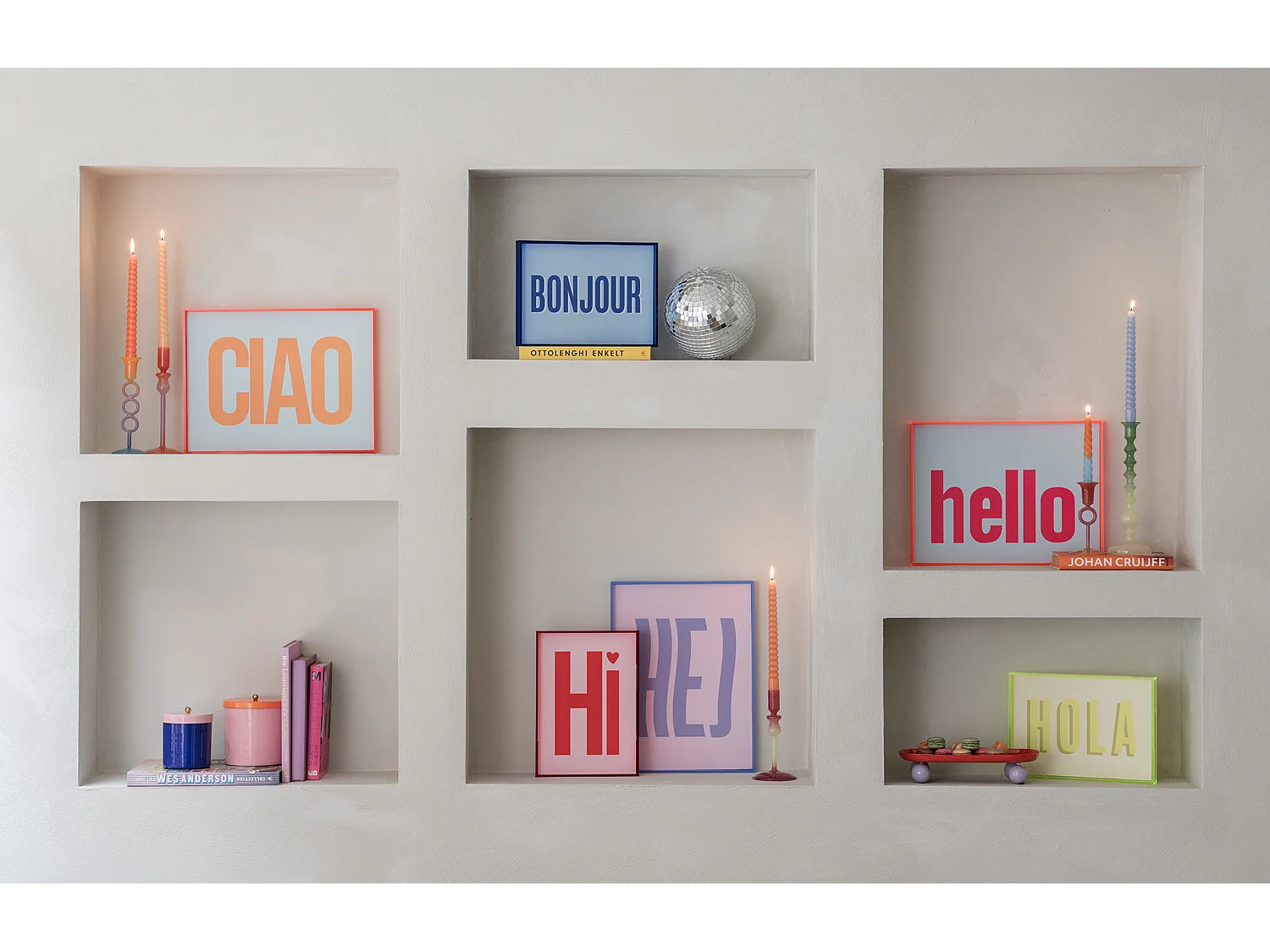 Objet mural Hola - 3x31x22 cm - Jaune