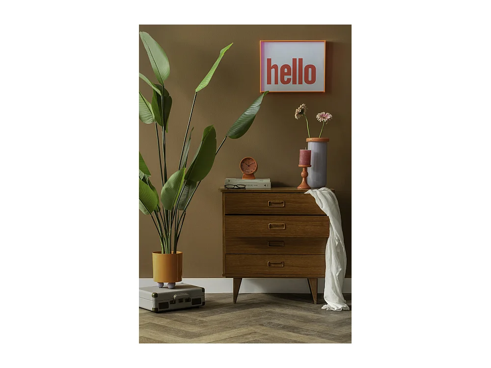 Objet mural Hello - 3x41x31 cm - Rose