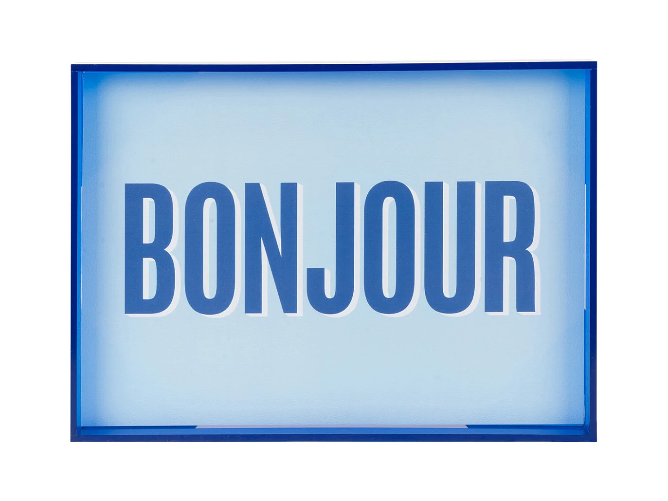 Objet mural Bonjour - 3x31x22 cm - Bleu