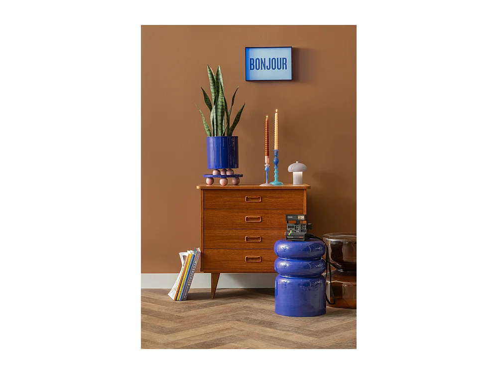 Objet mural Bonjour - 3x31x22 cm - Bleu