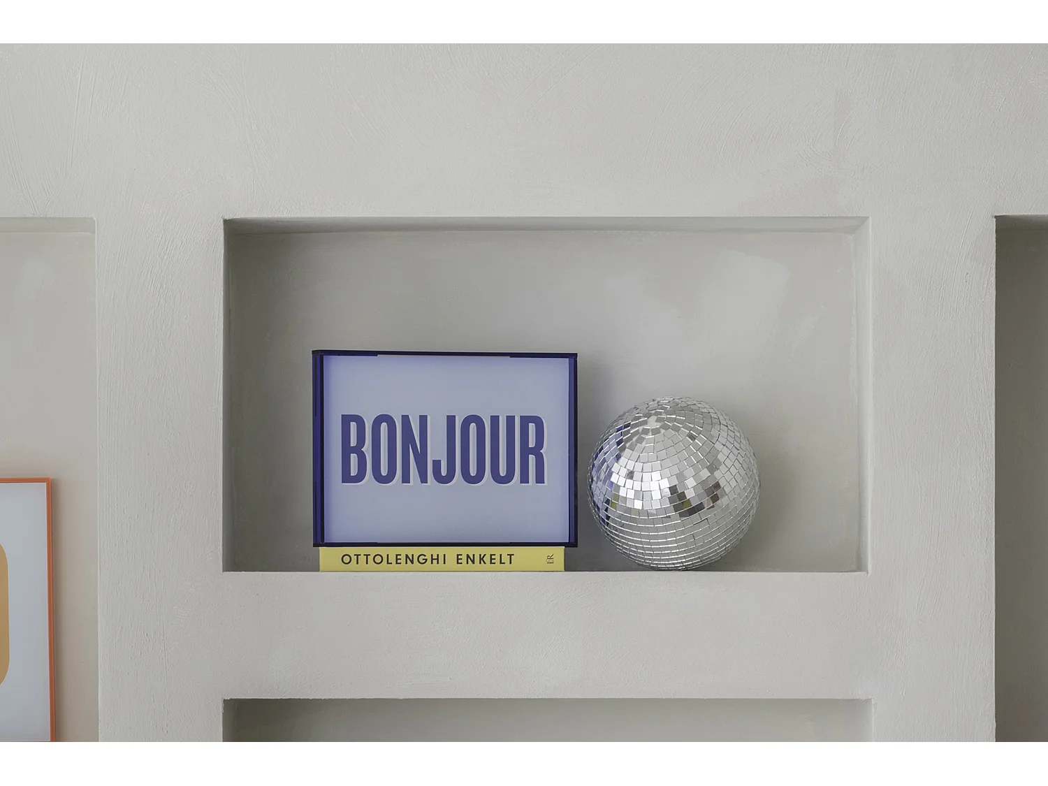 Objet mural Bonjour - 3x31x22 cm - Bleu