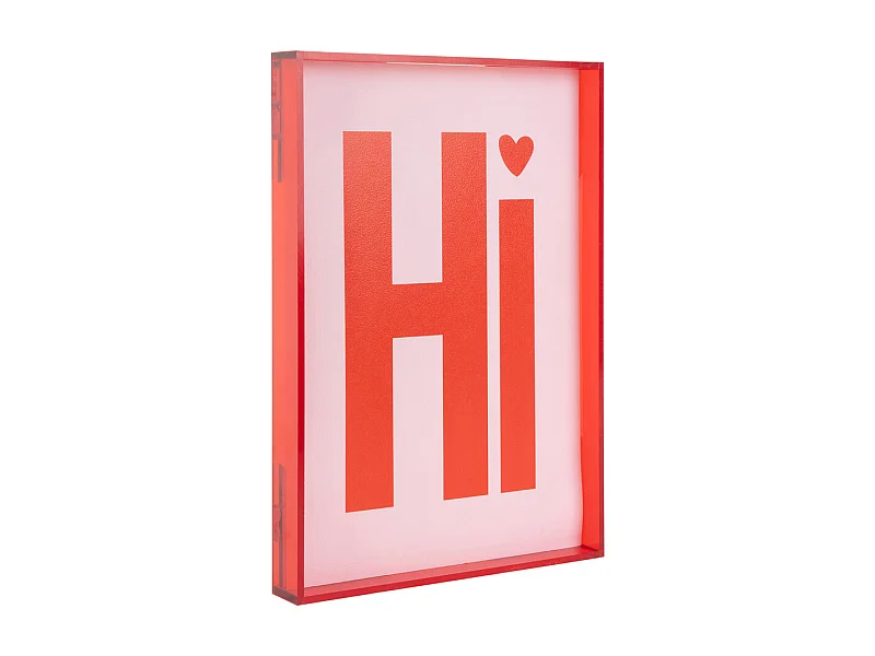 Objet mural Hi - 3x22x31 cm - Rouge