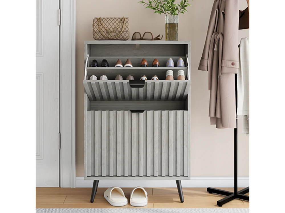 Schuhschrank und 2-Klapp-Schubladen, verwendet als eigenständiger Schuhschrank für Eingänge, Flure, Wohnzimmer und Schränke 60cm