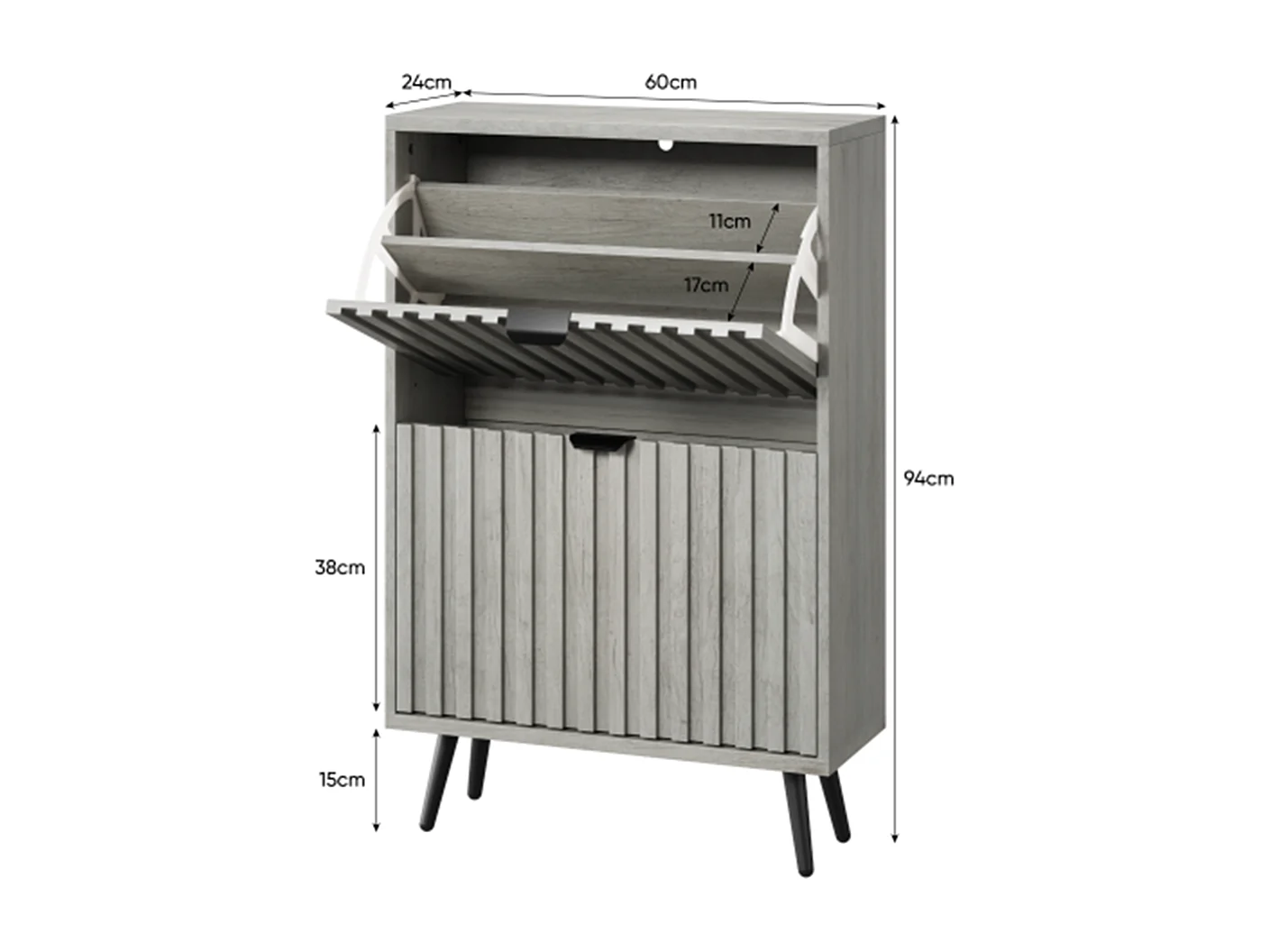 Schuhschrank und 2-Klapp-Schubladen, verwendet als eigenständiger Schuhschrank für Eingänge, Flure, Wohnzimmer und Schränke 60cm