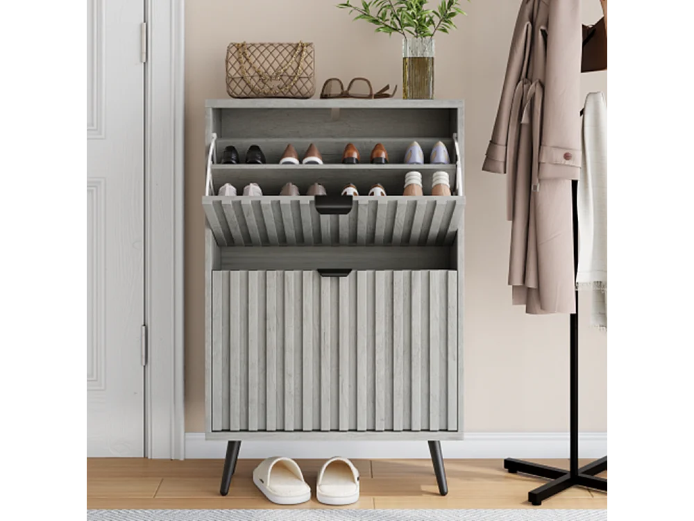 Schuhschrank und 2-Klapp-Schubladen, verwendet als eigenständiger Schuhschrank für Eingänge, Flure, Wohnzimmer und Schränke 60cm