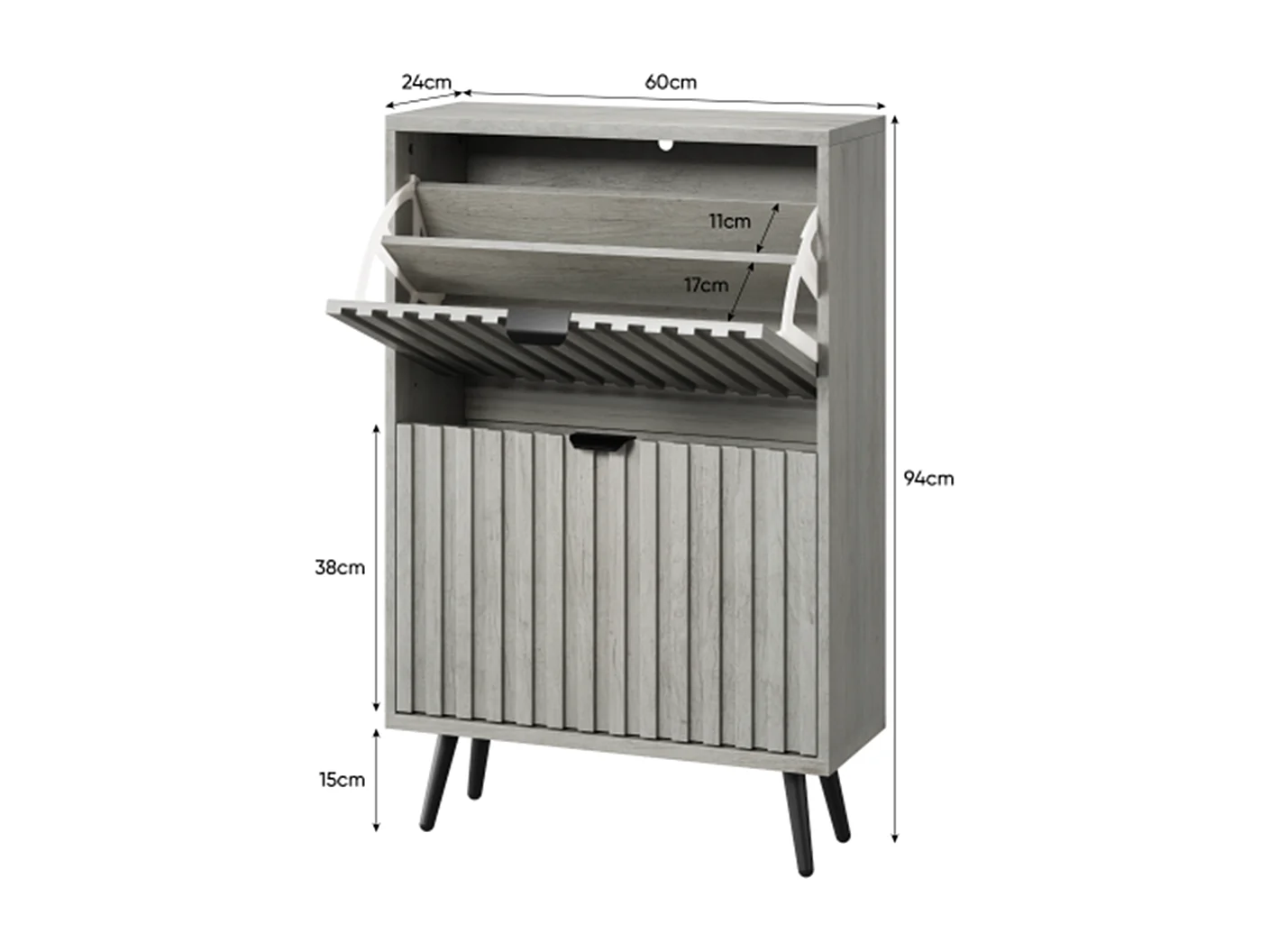 Schuhschrank und 2-Klapp-Schubladen, verwendet als eigenständiger Schuhschrank für Eingänge, Flure, Wohnzimmer und Schränke 60cm