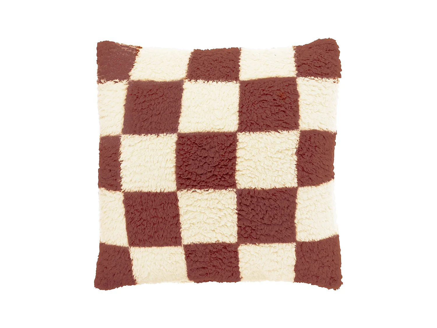 Coussin décoratif à carreaux 53x53cm - Blanc tourterelle
