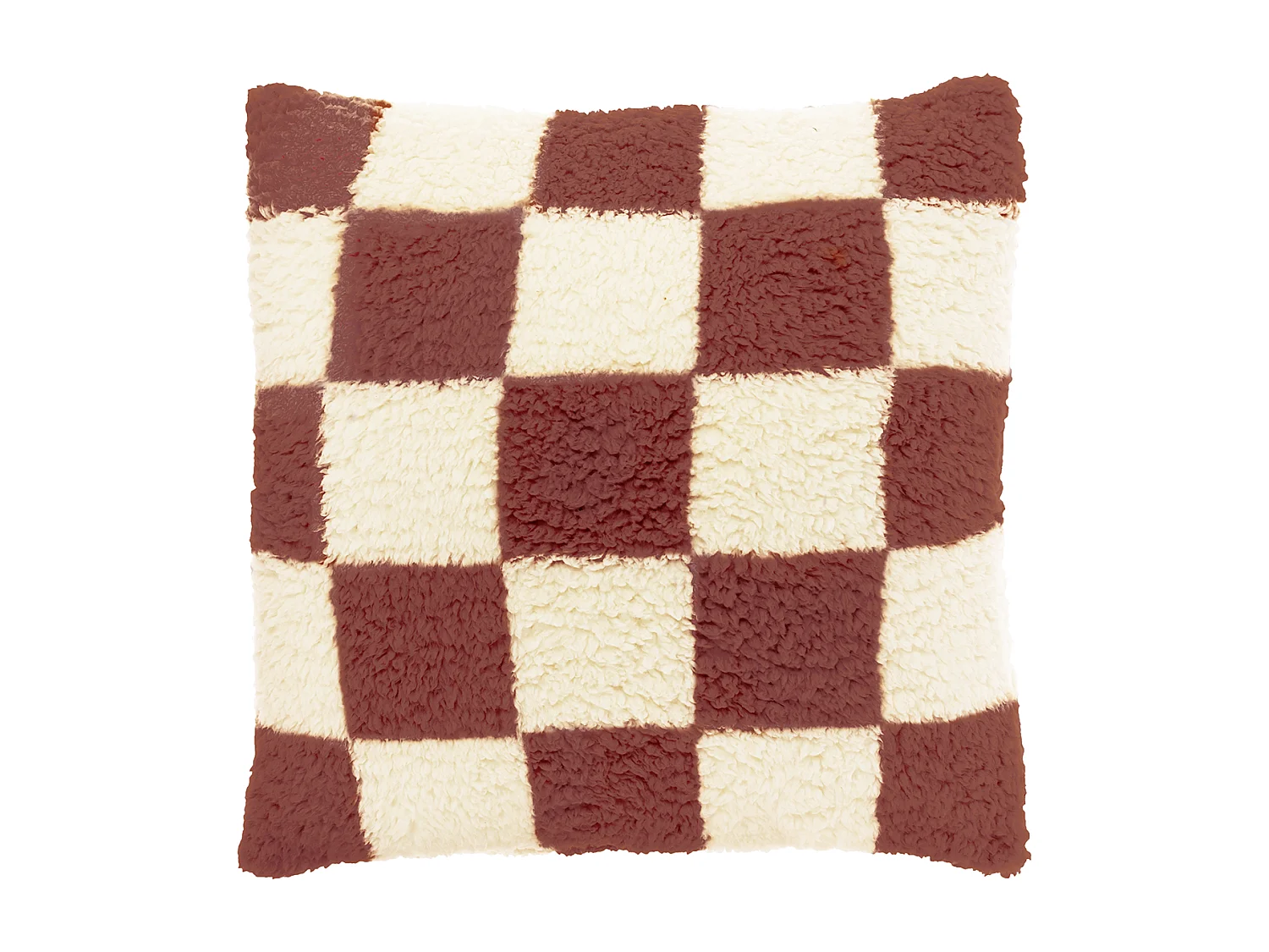 Coussin décoratif à carreaux 53x53cm - Blanc tourterelle