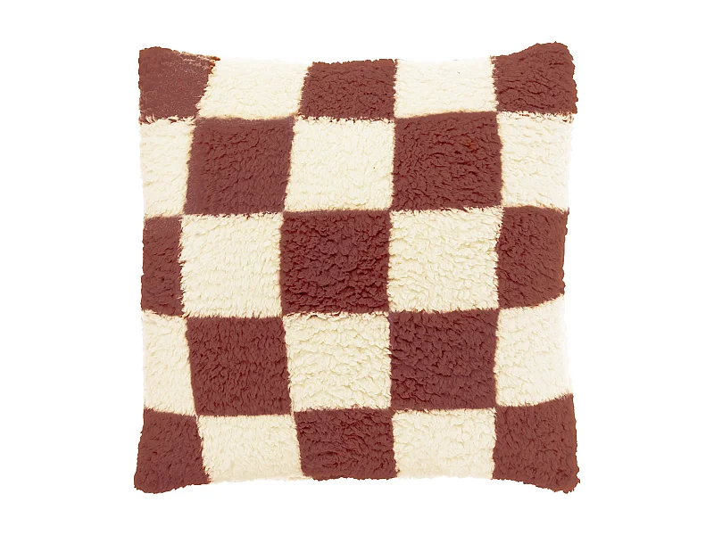 Coussin décoratif à carreaux 53x53cm - Blanc tourterelle