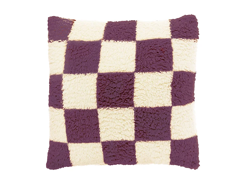 Dekokissen Check 53x53cm - Taubenweiß/Dunkelviolett