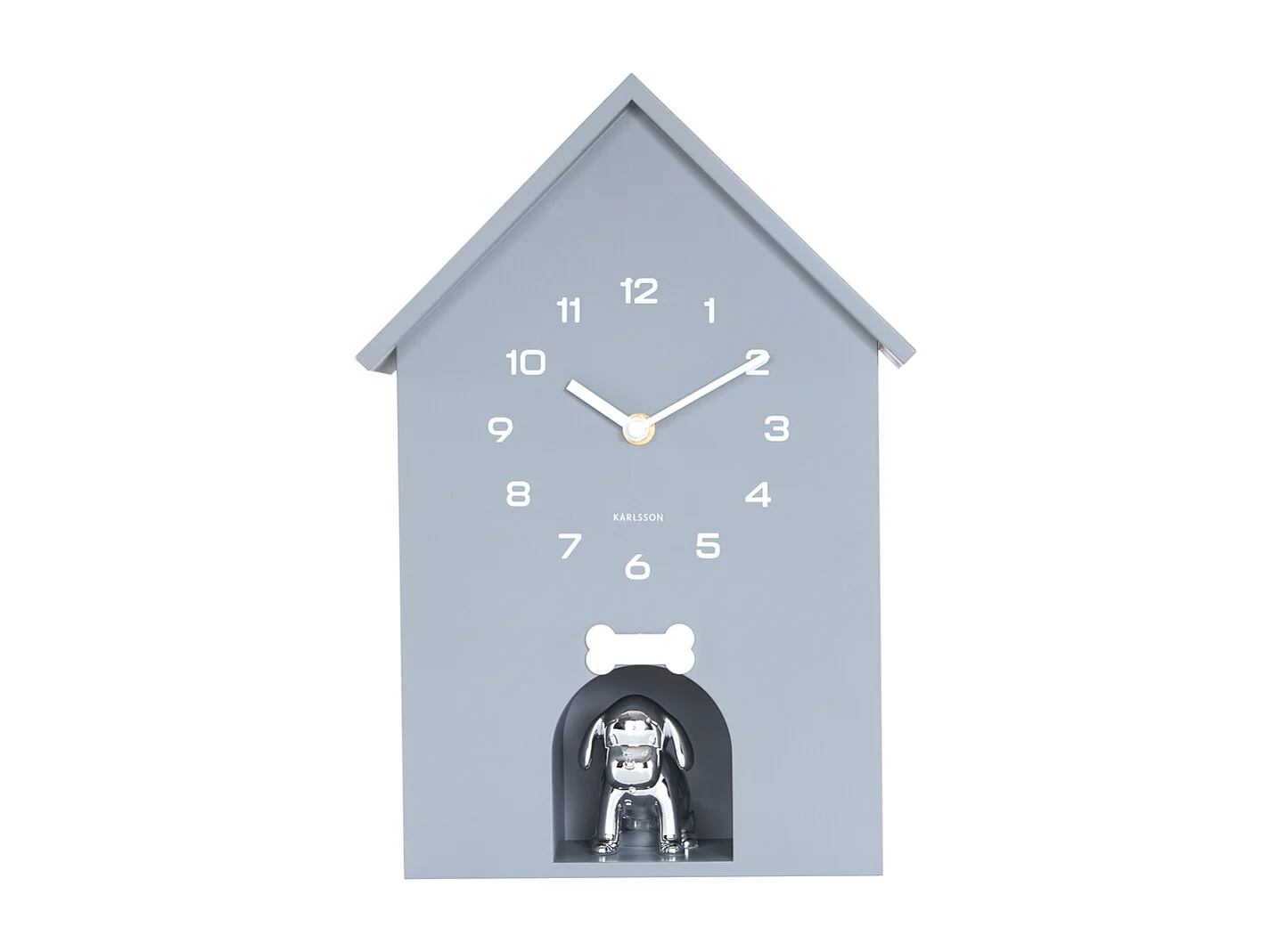 Horloge murale niche pour chien - 9 x 24,9 x 27 cm - Gris
