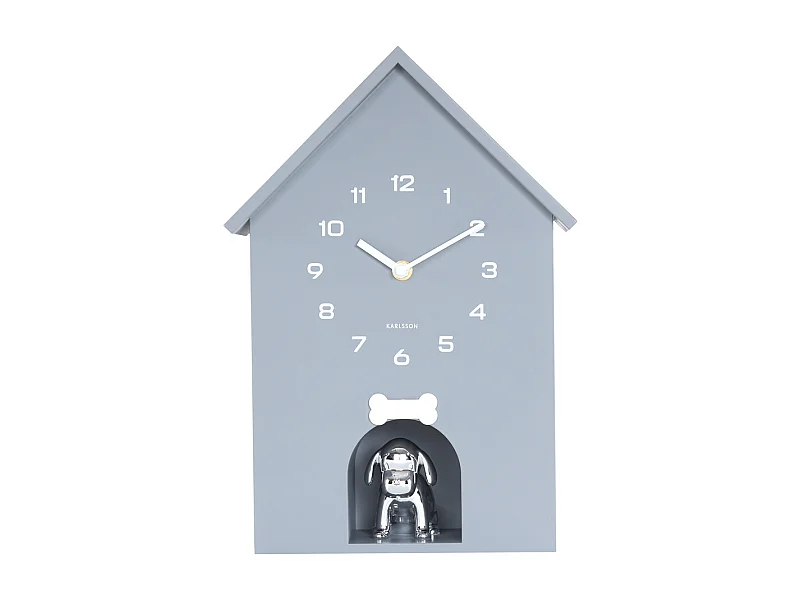 Horloge murale niche pour chien - 9 x 24,9 x 27 cm - Gris
