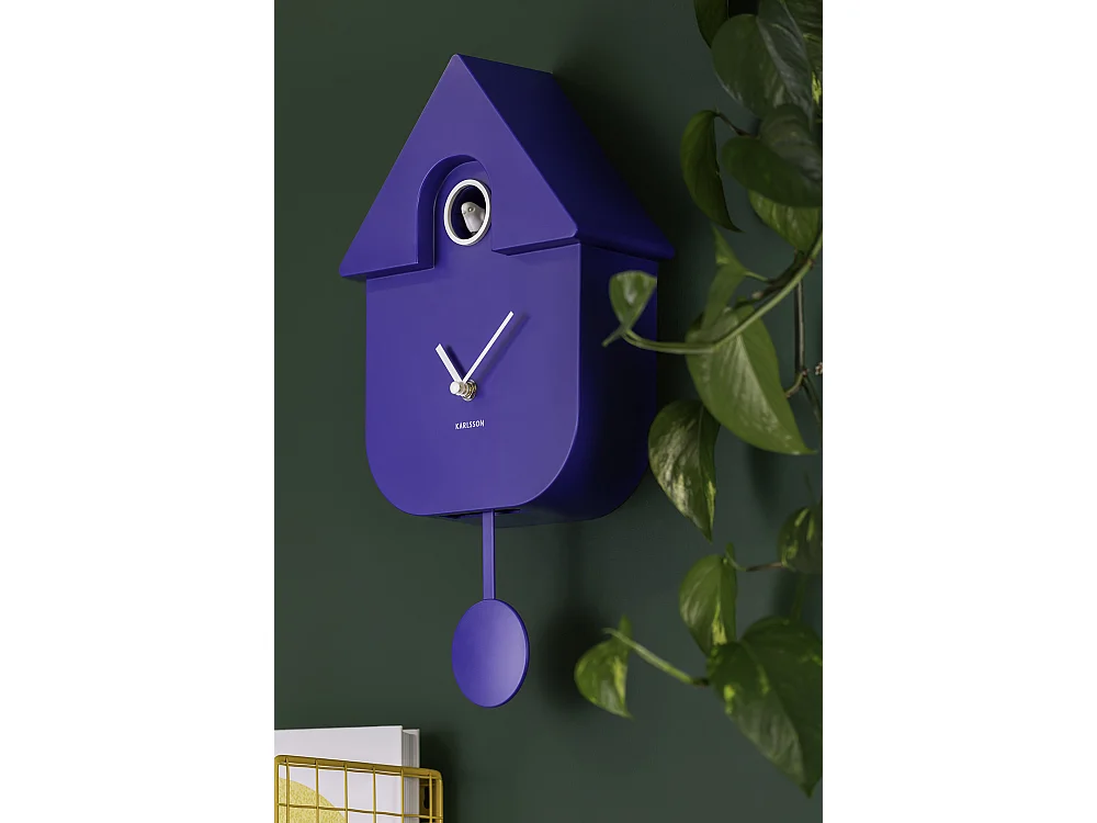 Horloge murale moderne à coucou - 8,5 x 21,5 x 41 cm - Bleu