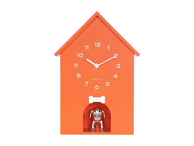Hundehaus-Wanduhr - 9x24,9x27 cm - Orange