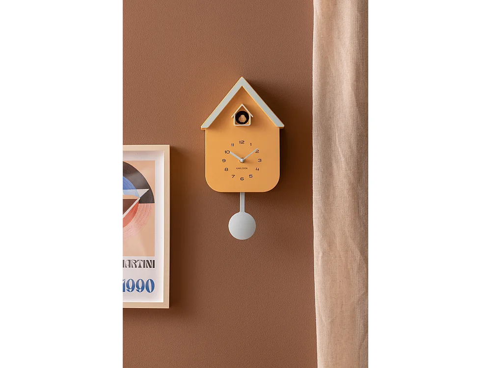 Horloge murale coucou Dupla Color - 21,5 x 21,5 x 41,5 cm - Jaune