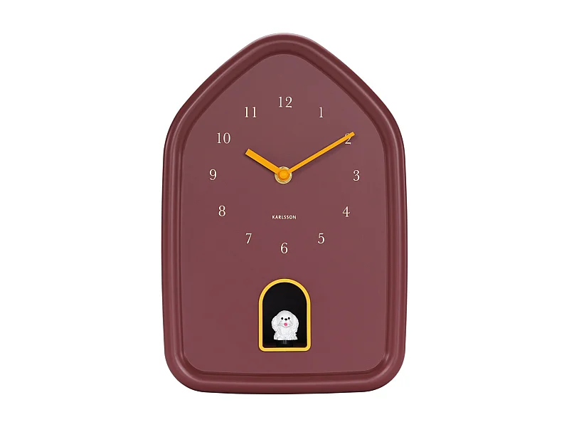 Horloge murale moderne pour chien - 29,1 x 29,1 x 29,1 cm - Rouge