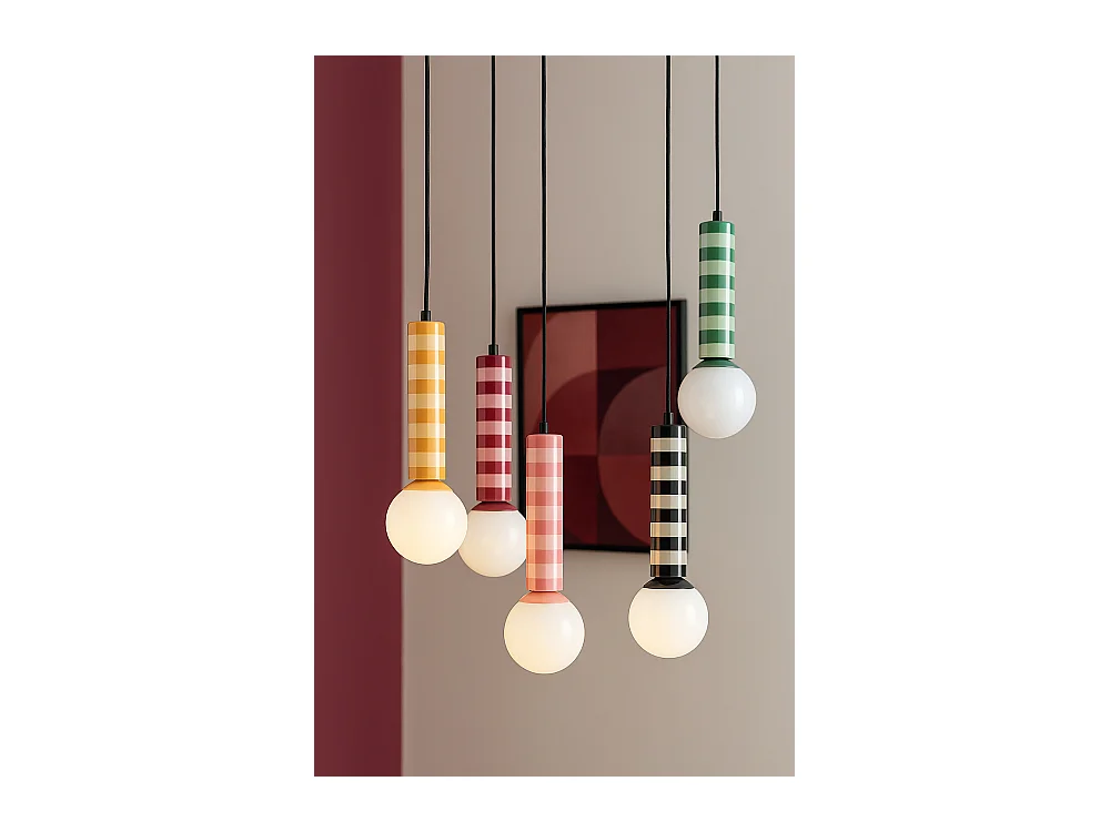 Hanglamp Rayado  - 12x12x38 cm - Geel