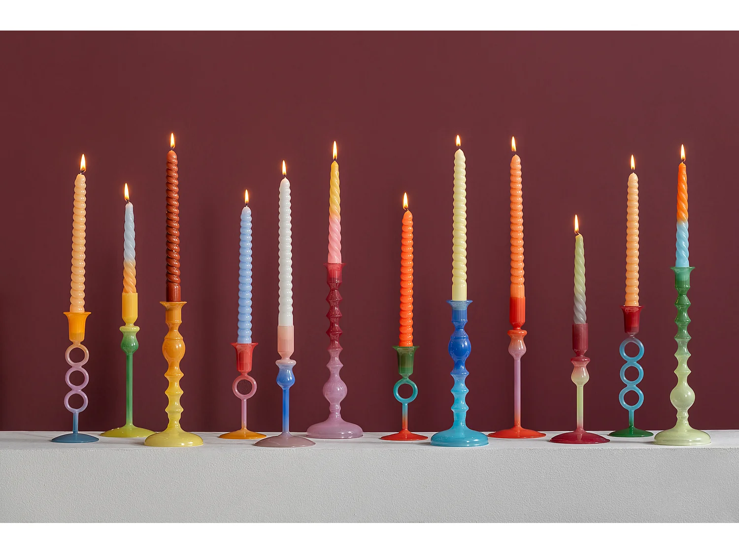 Bougeoir Anillo Vivo - 7,4x7,4x21 cm - Multicolore