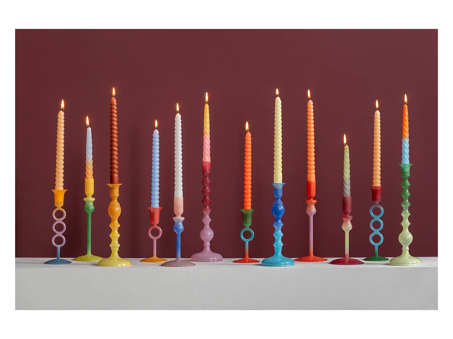 Bougeoir Duo Colores - 9,3x9,3x23 cm - Orange