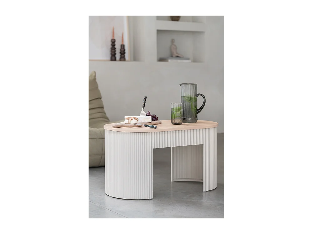 Pouf Estriado / 80x40x42 cm - Gris