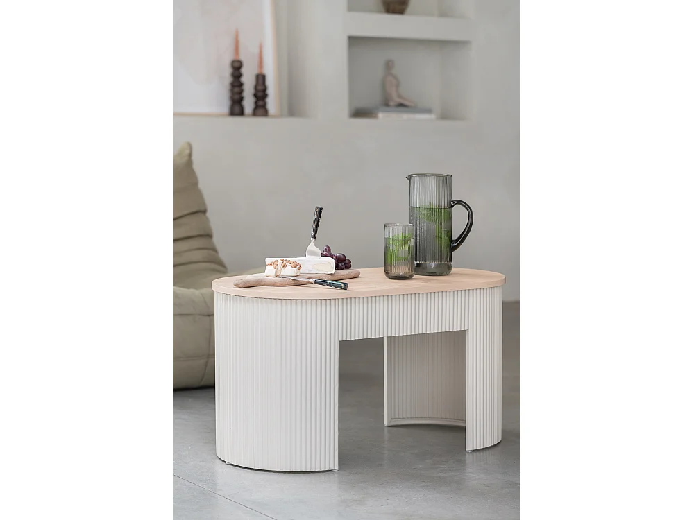 Estriado-Hocker – 80 x 40 x 42 cm – Grau