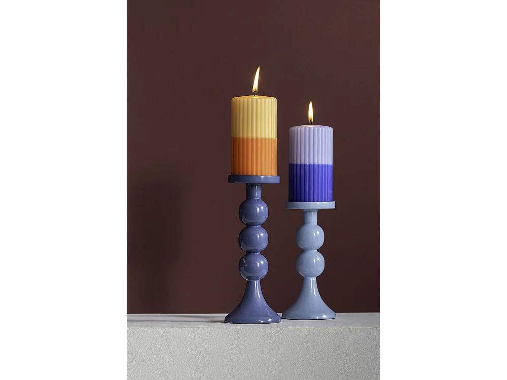 Bougeoir Funky - 8,5x8,5x23 cm - Bleu