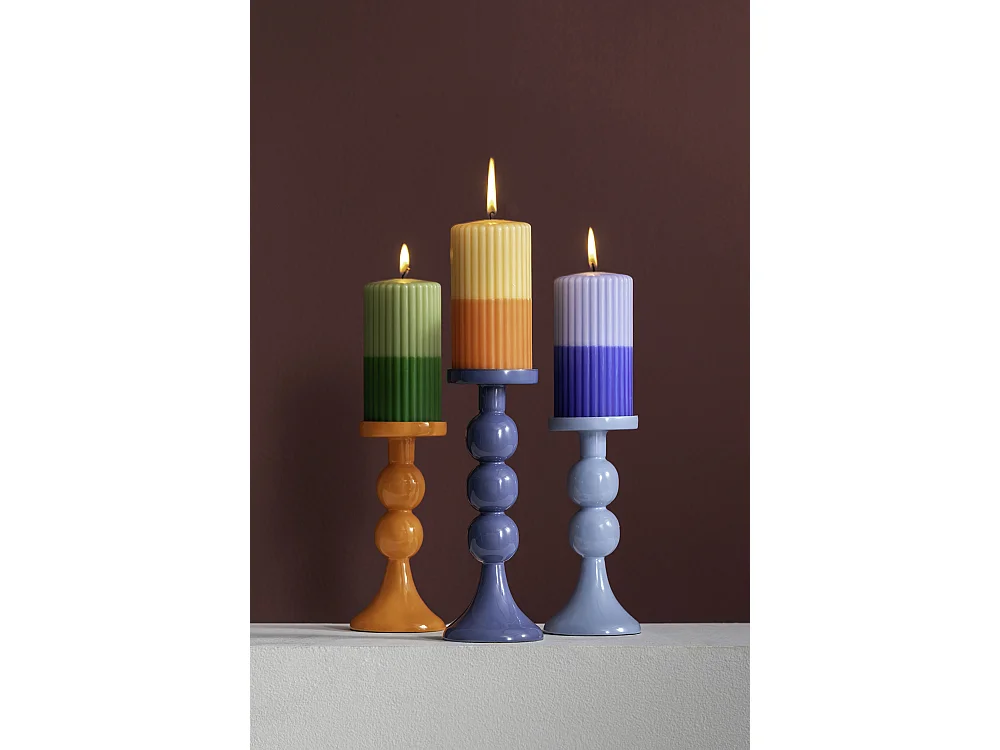 Bougeoir Funky - 8,5x8,5x19,5 cm - Bleu