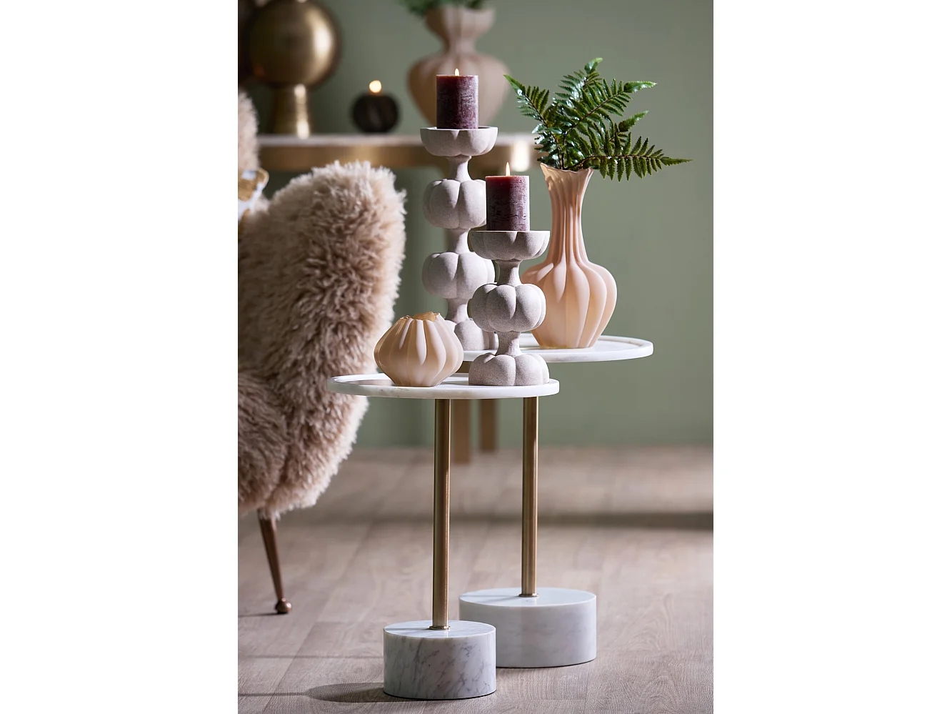 Table d'appoint CIVITA - Ø37x49 cm - Blanc