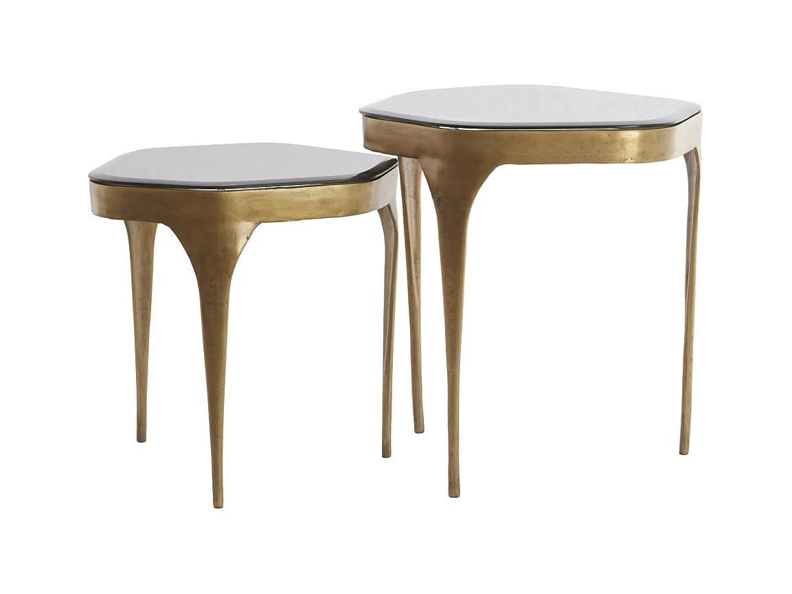 Bijzettafel AVI - 50x45.5x50 cm - Grijs - Set van 2