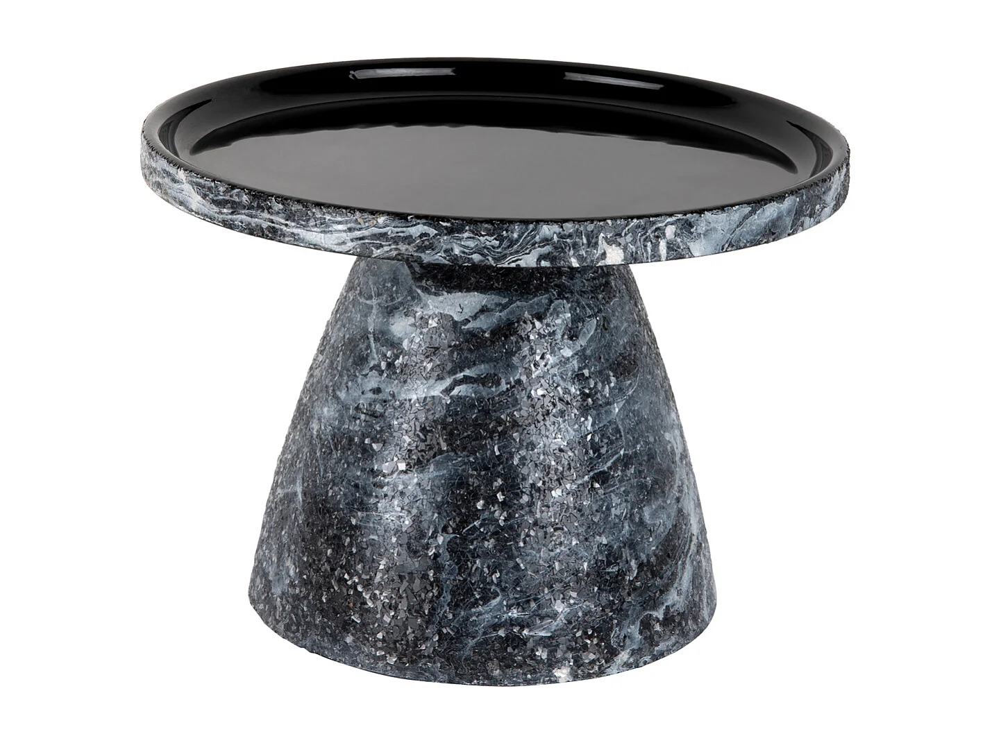 Table d'appoint en marbre mosaïque - 42x42x29 cm - Noir