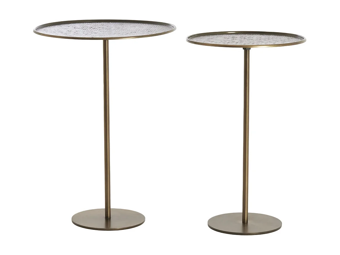 Table d'appoint LIA - Ø38x54 cm - Marron - Lot de 2