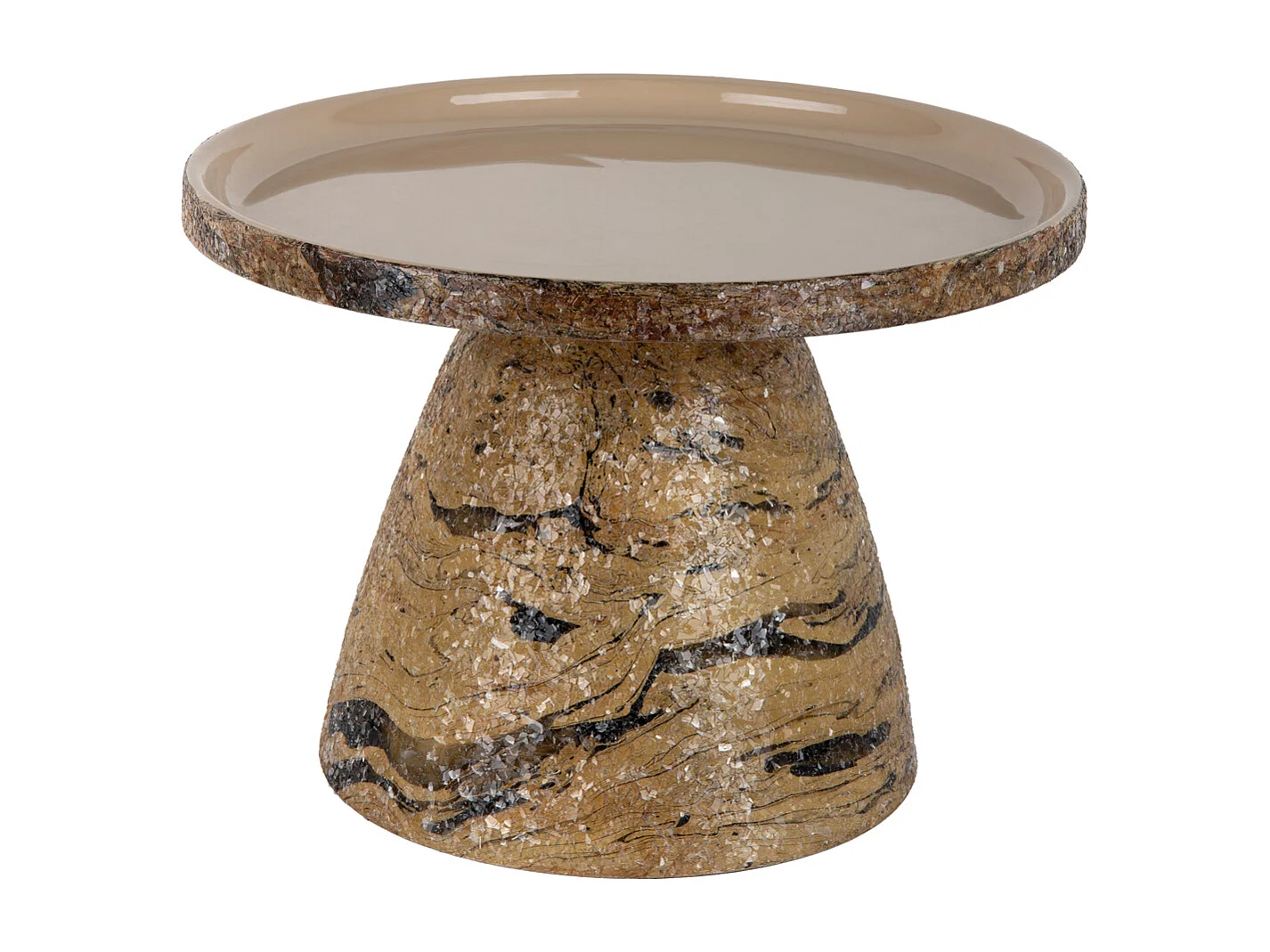 Table d'appoint en marbre mosaïque - 42 x 42 x 29 cm - Marron
