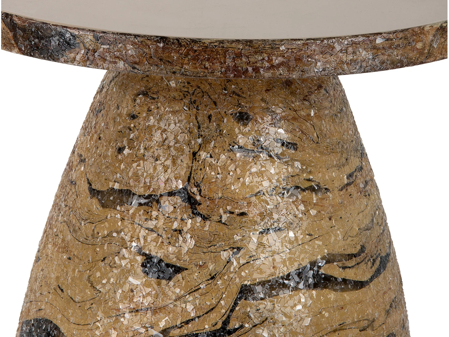 Table d'appoint en marbre mosaïque - 42 x 42 x 29 cm - Marron