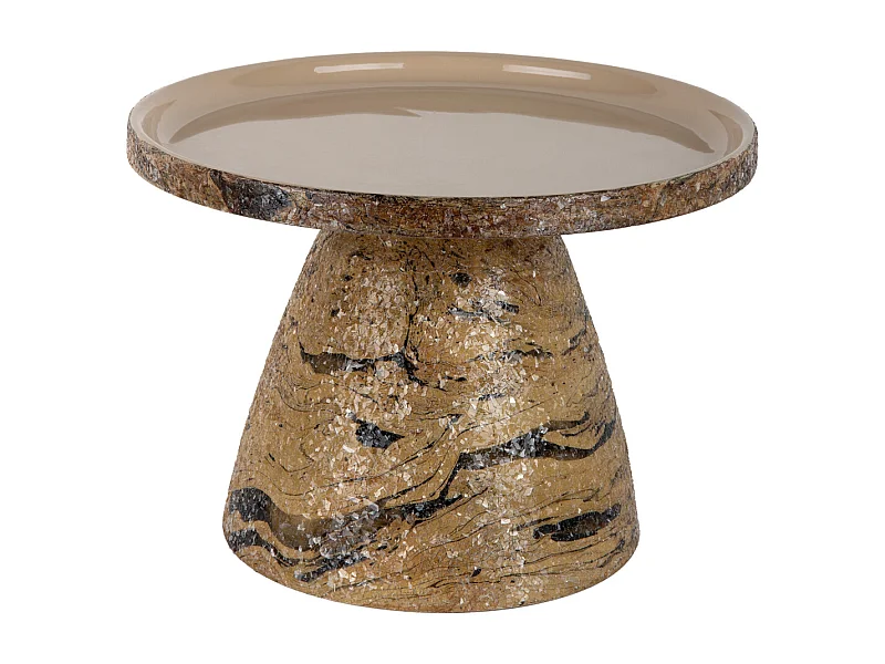 Table d'appoint en marbre mosaïque - 42 x 42 x 29 cm - Marron