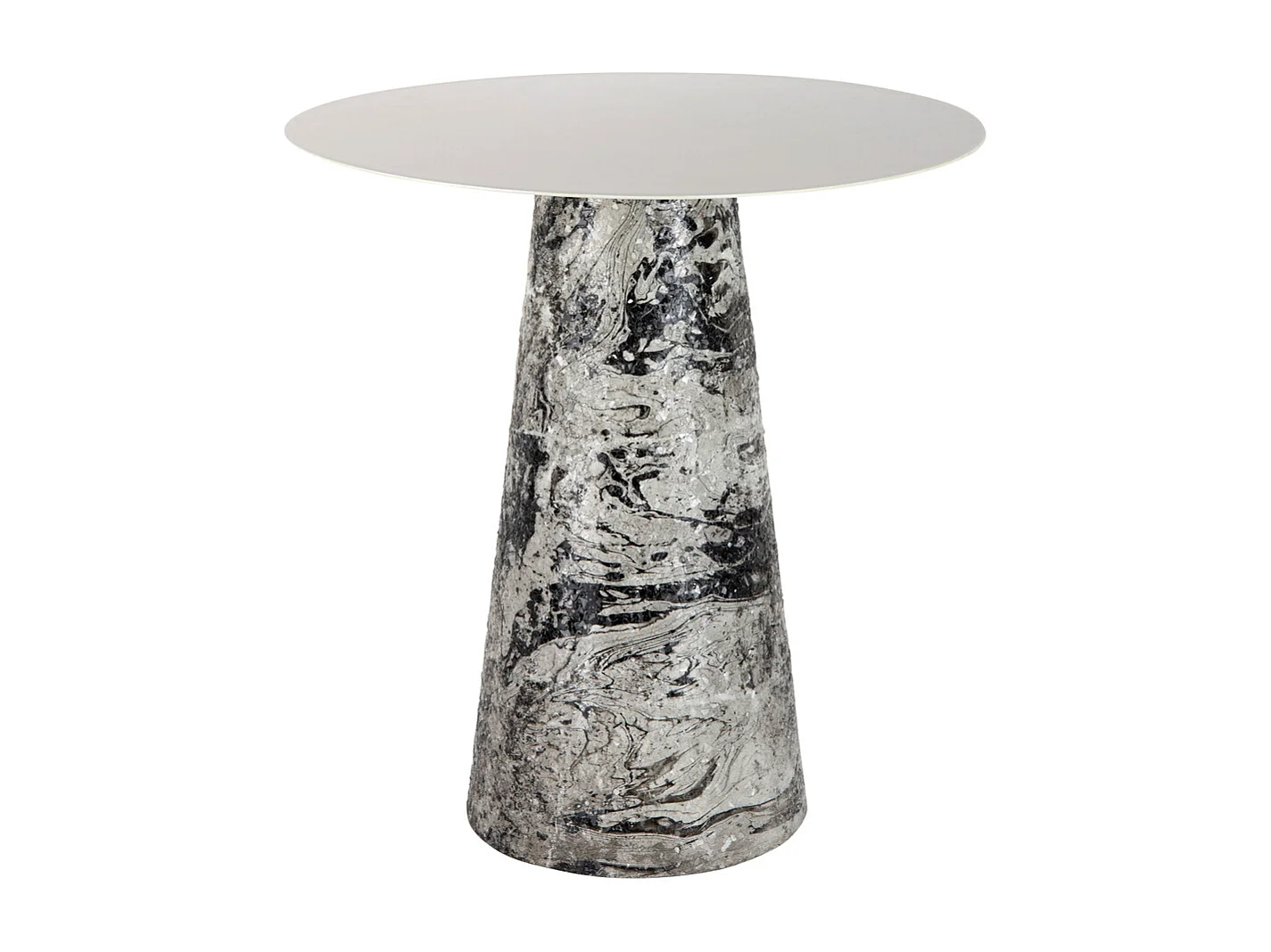 Table d'appoint en marbre mosaïque - 40x40x42 cm - Blanc