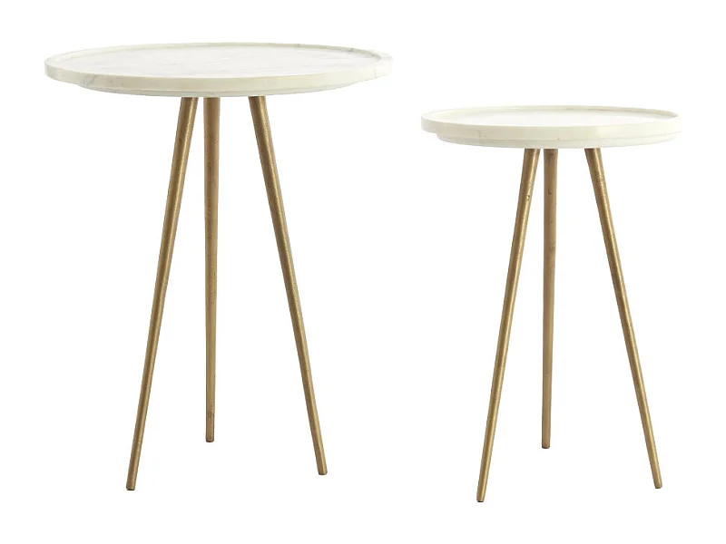 Bijzettafel PRATO - Ø43x53 cm - Wit - Set van 2