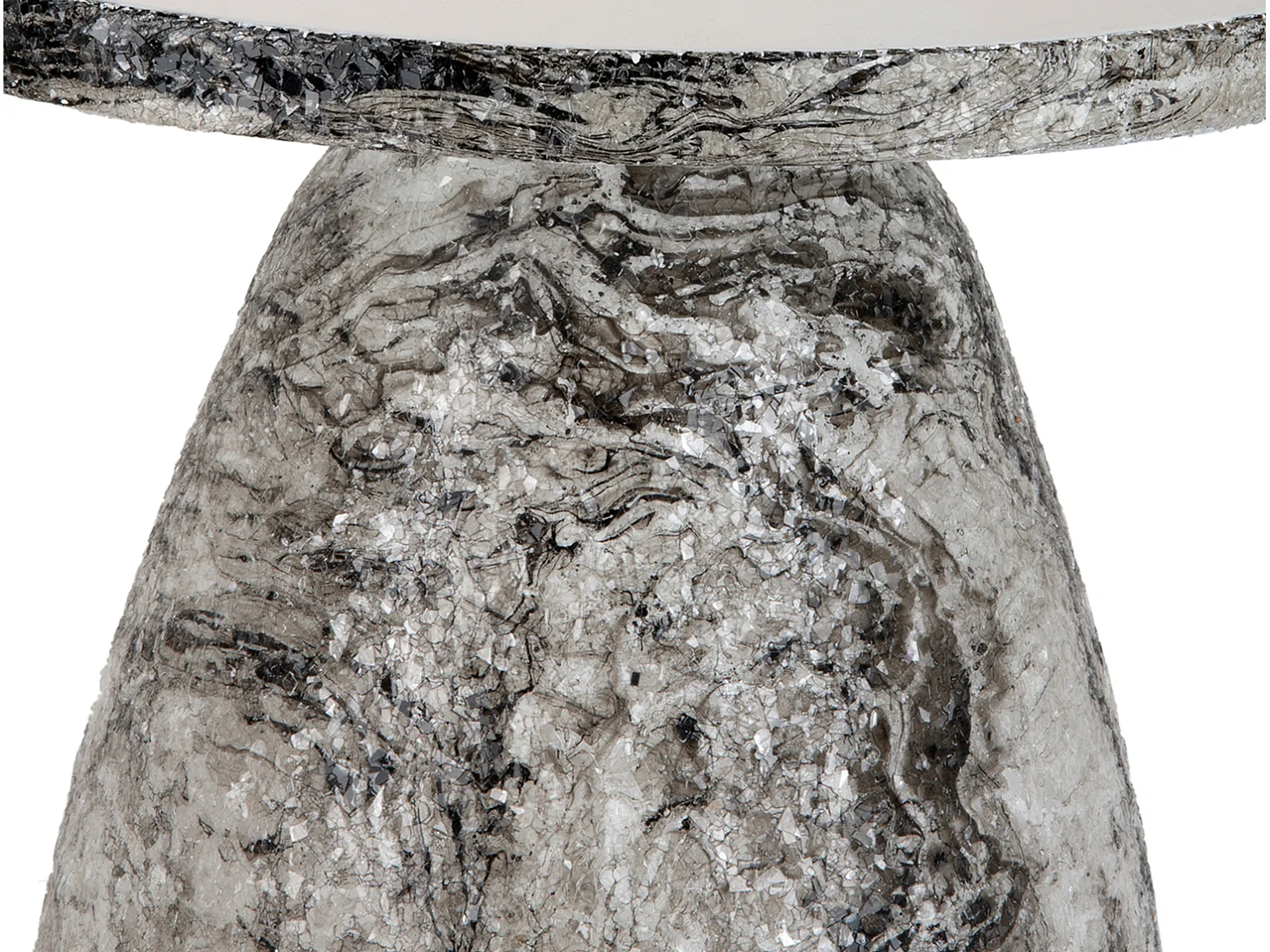 Table d'appoint en marbre mosaïque - 42 x 42 x 29 cm - Blanc