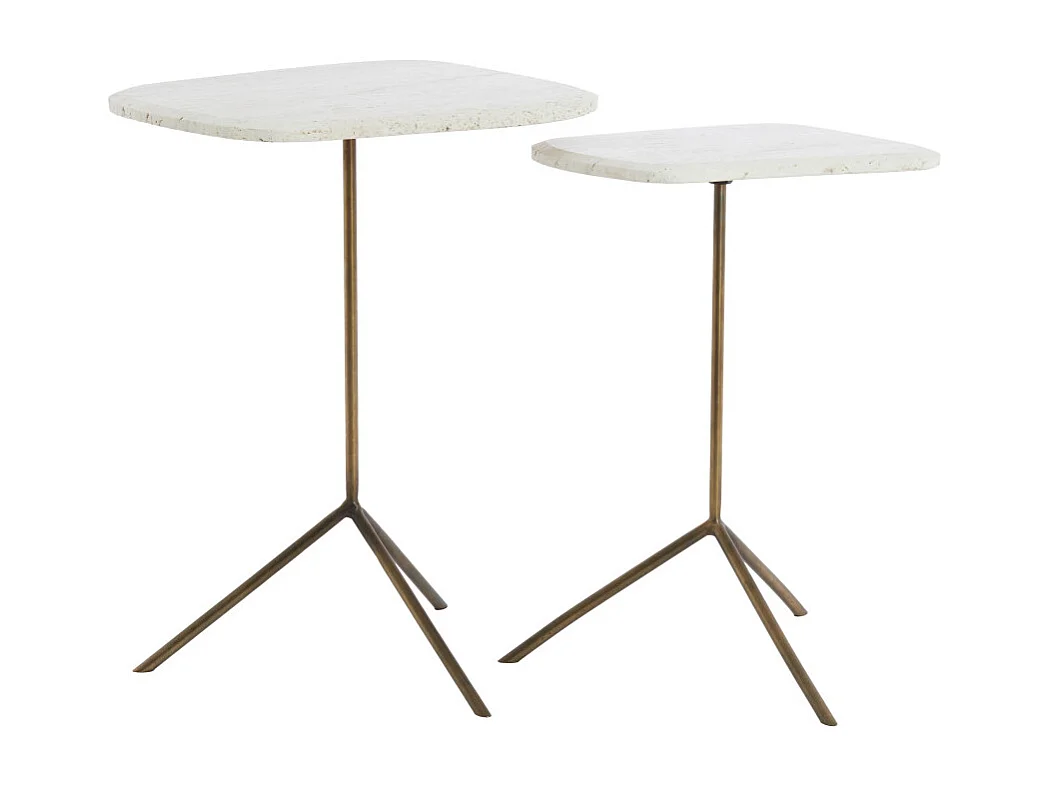 Table d'appoint GIA - Ø37,5x54 cm - Blanc - Lot de 2