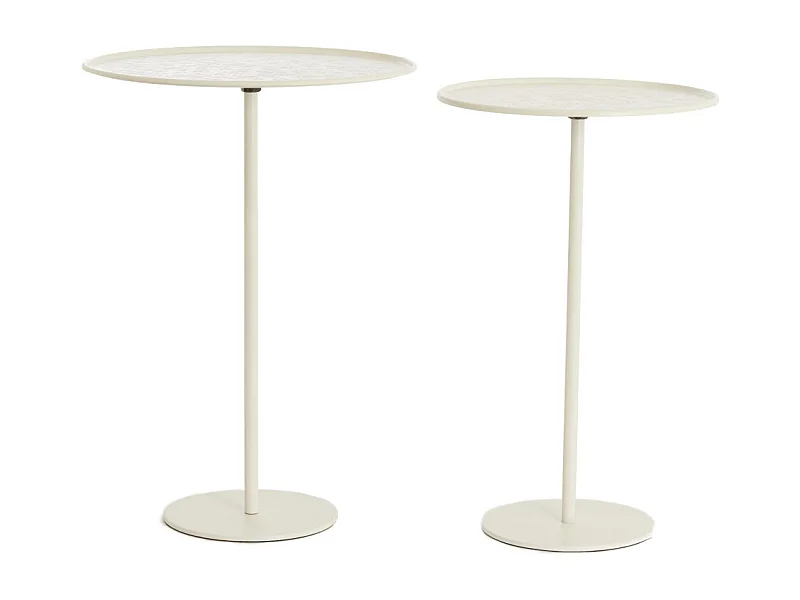 Bijzettafel LIA - Ø38x54 cm - Wit - Set van 2