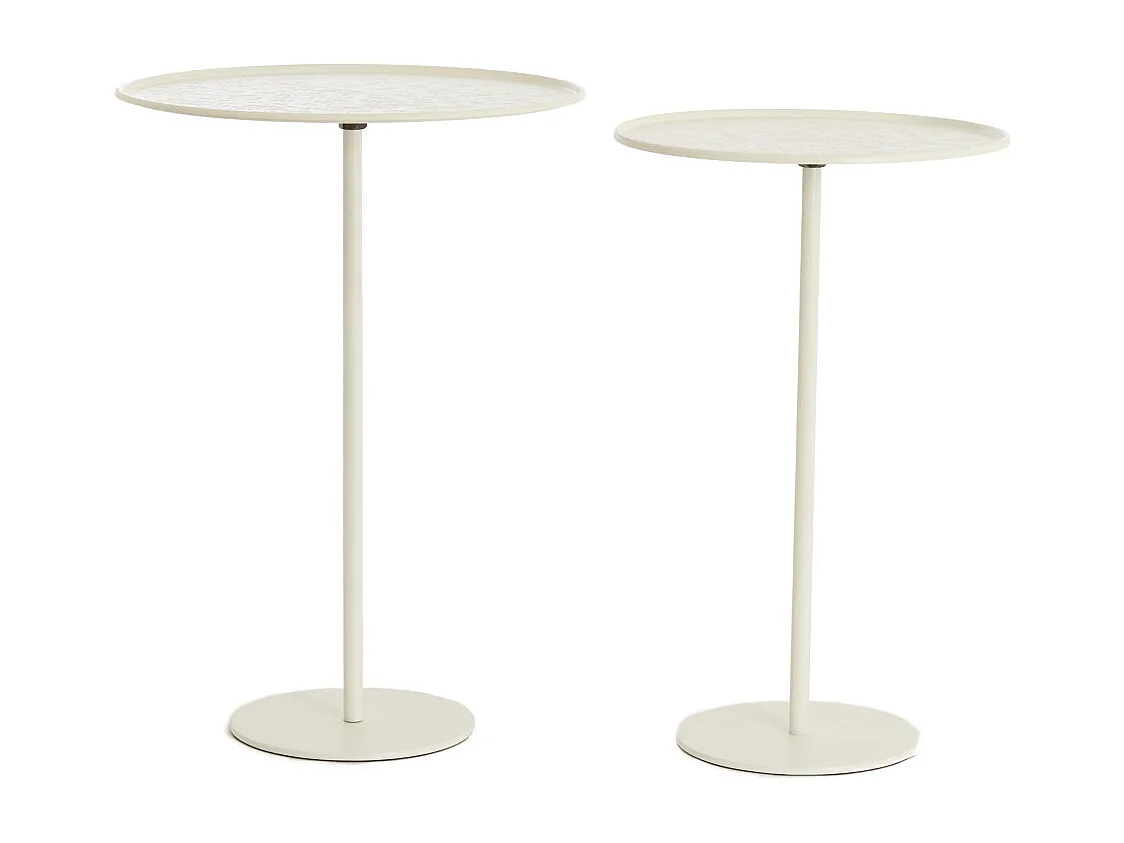 Bijzettafel LIA - Ø38x54 cm - Wit - Set van 2