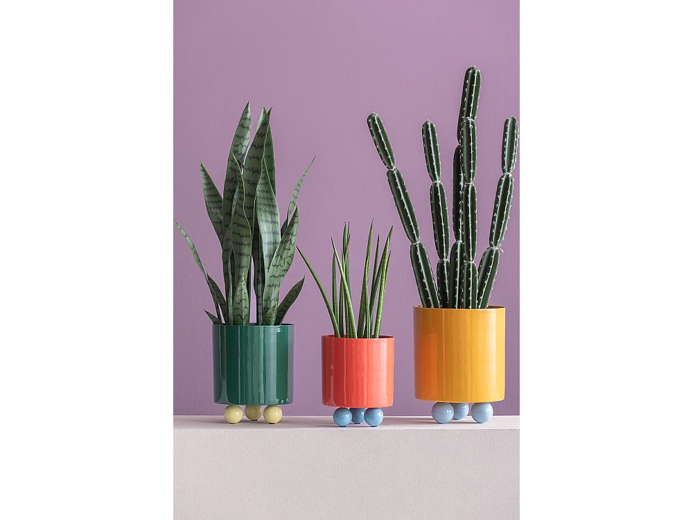 Pot de fleurs double Funky - 16x16x20 cm - Rouge