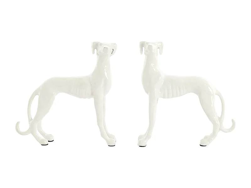Ornement CHIENS - 17x8x18 cm - Blanc - Lot de 2