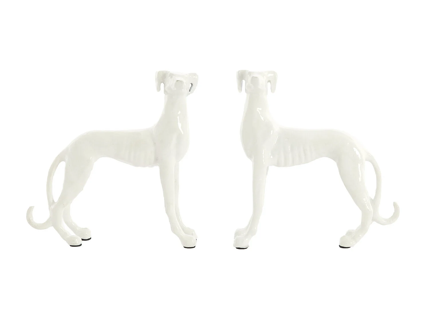 Ornement CHIENS - 17x8x18 cm - Blanc - Lot de 2