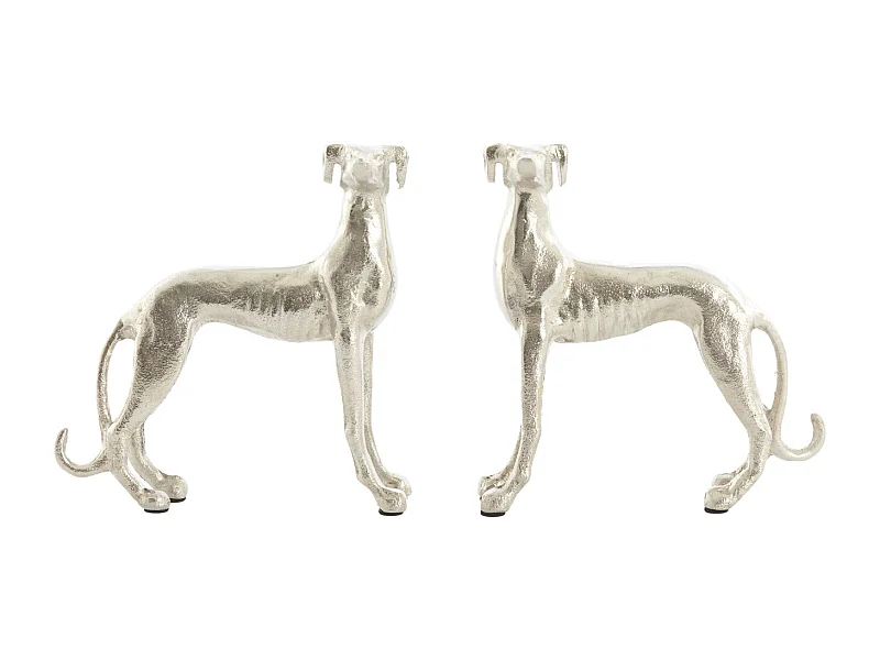Ornement CHIENS - 17x8x18 cm - Argent - Lot de 2